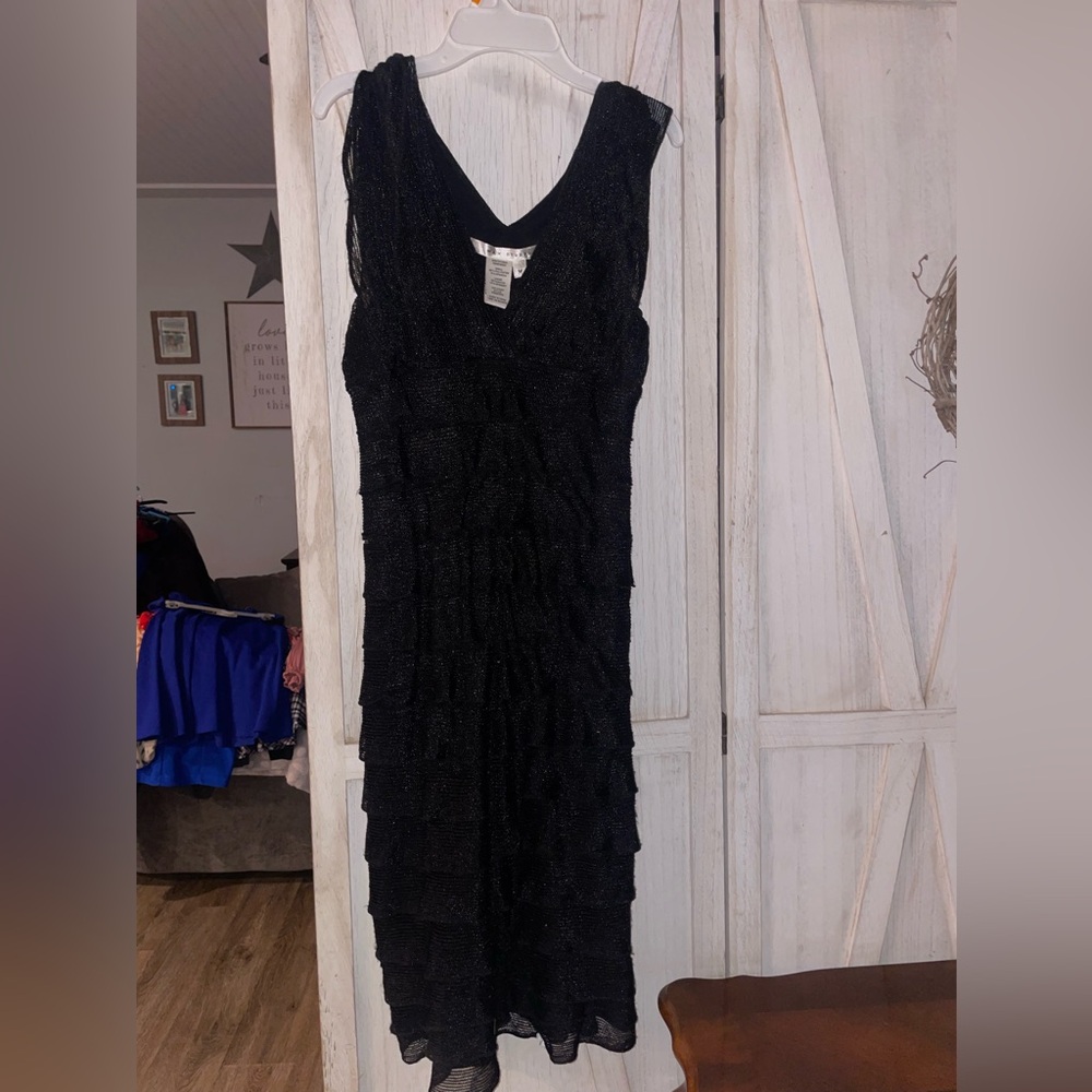 Max Studio Black Textured Midi Dress